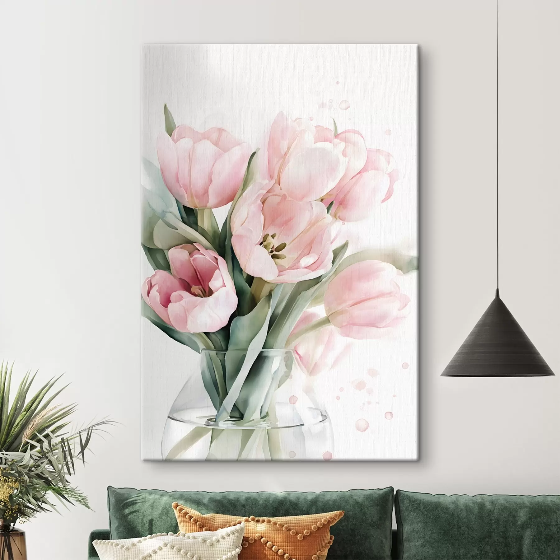 wall murals Delicate pink tulips in a watercolor style s49225