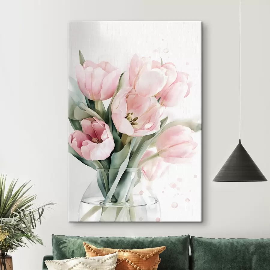 wall murals Delicate pink tulips in a watercolor style s49225