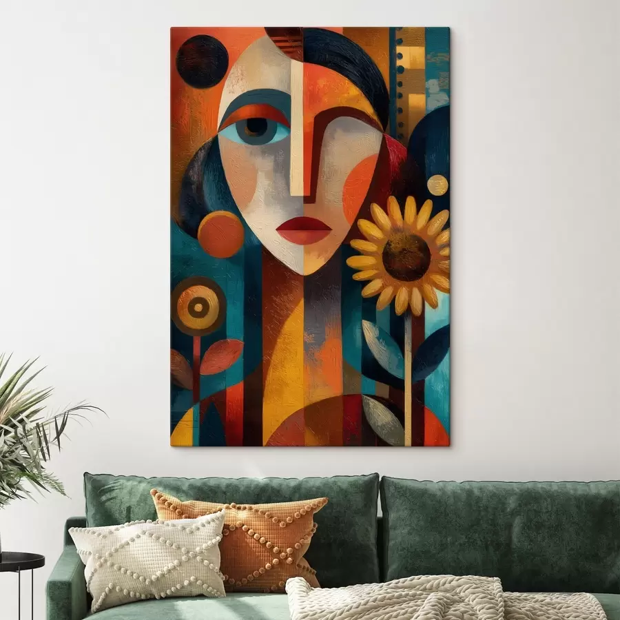 wall murals An abstract portrait of a girl with flowers in an ethnic style s49227