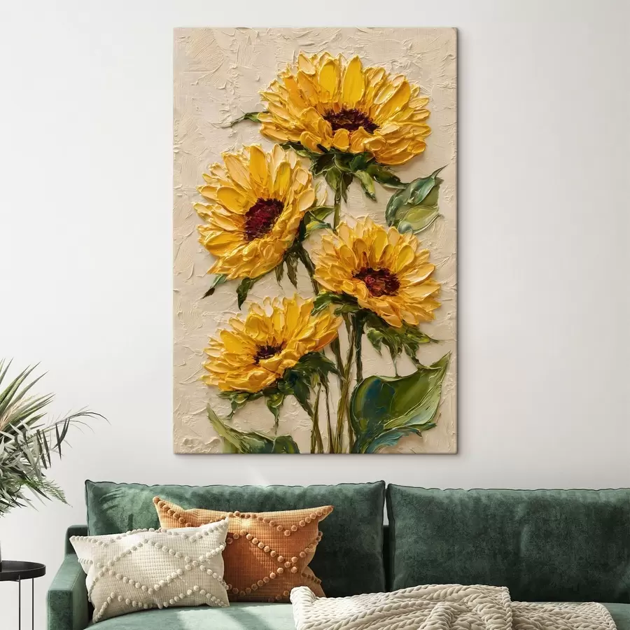 wall murals Lush sunflowers in an impasto style s49231