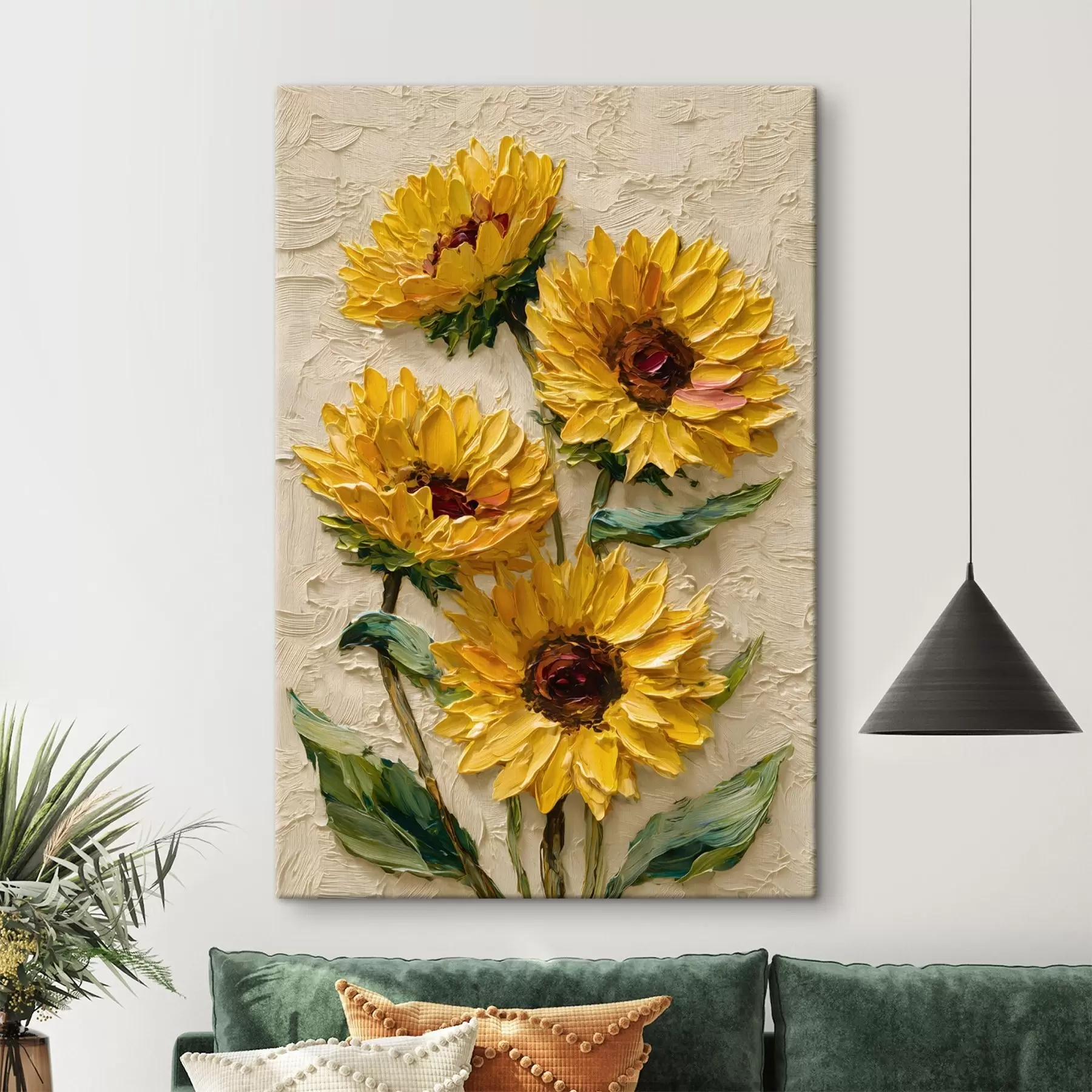 wall murals Lush sunflowers in an impasto style s49232