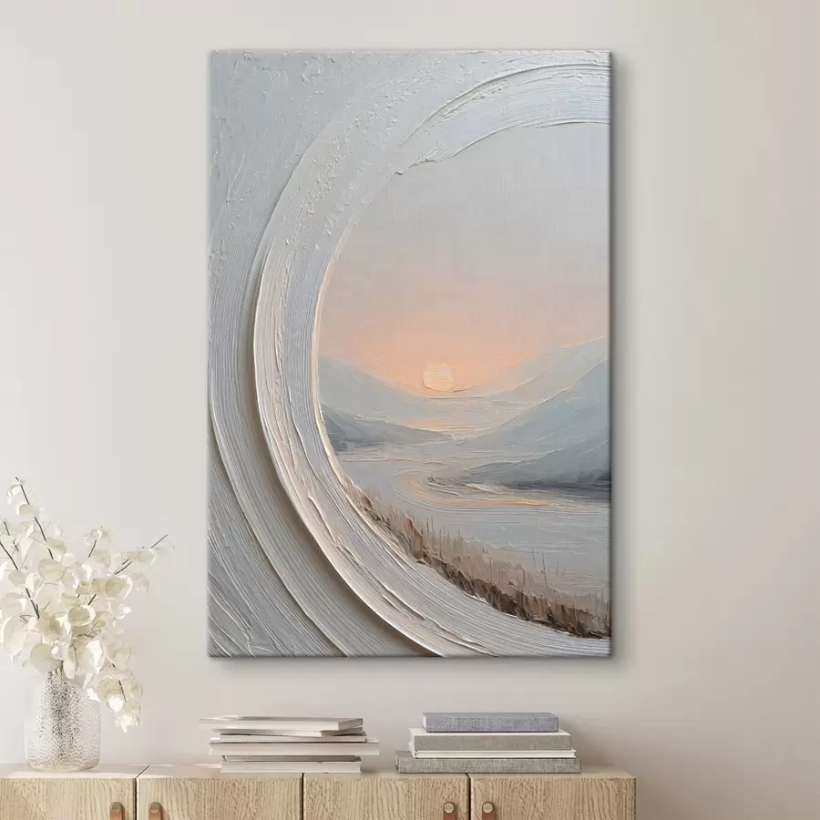 wall murals A landscape painting in a round frame s49235