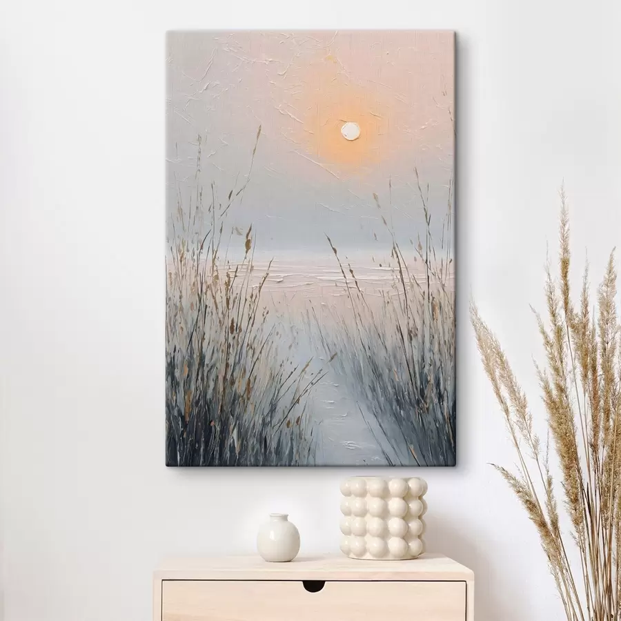wall murals A misty sunset among the grasses s49236