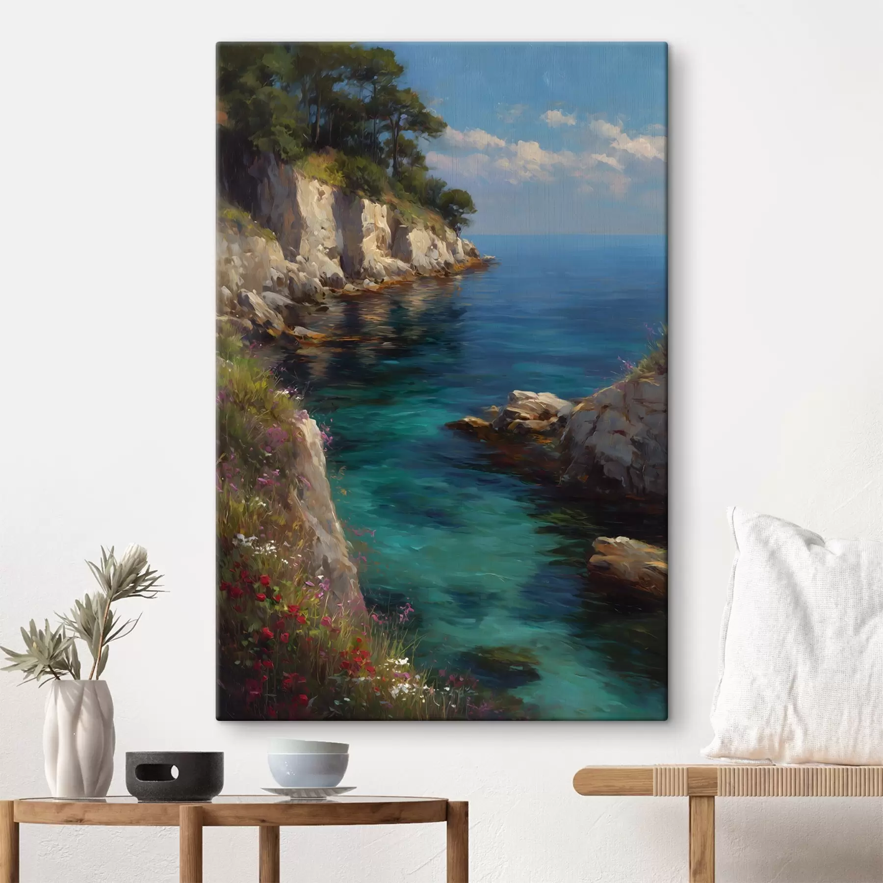 wall murals A sea harbor in the style of oil painting s49239