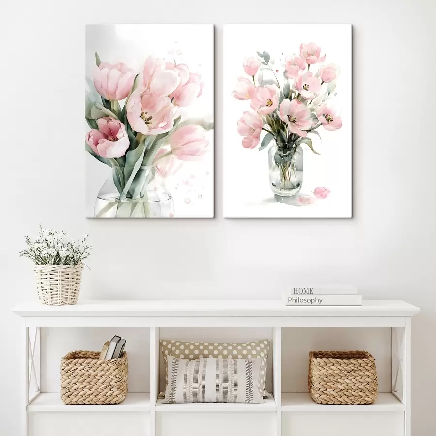 wall murals Delicate pink tulips in a watercolor style m30531