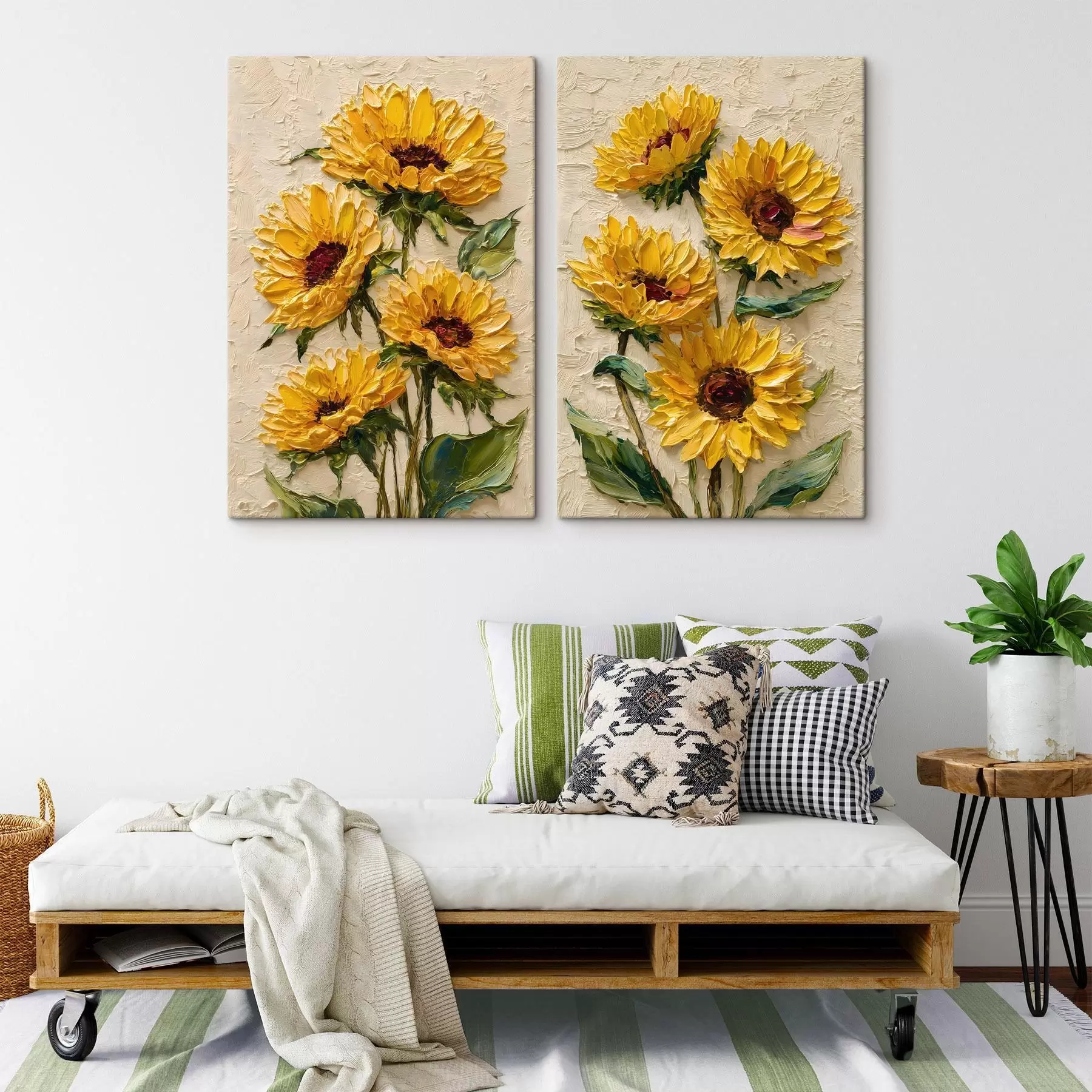 wall murals Lush sunflowers in an impasto style m30534