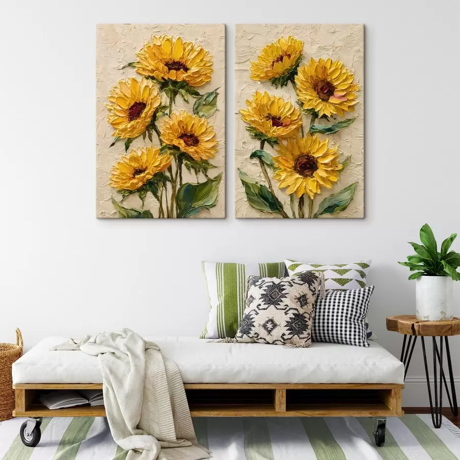 wall murals Lush sunflowers in an impasto style m30534
