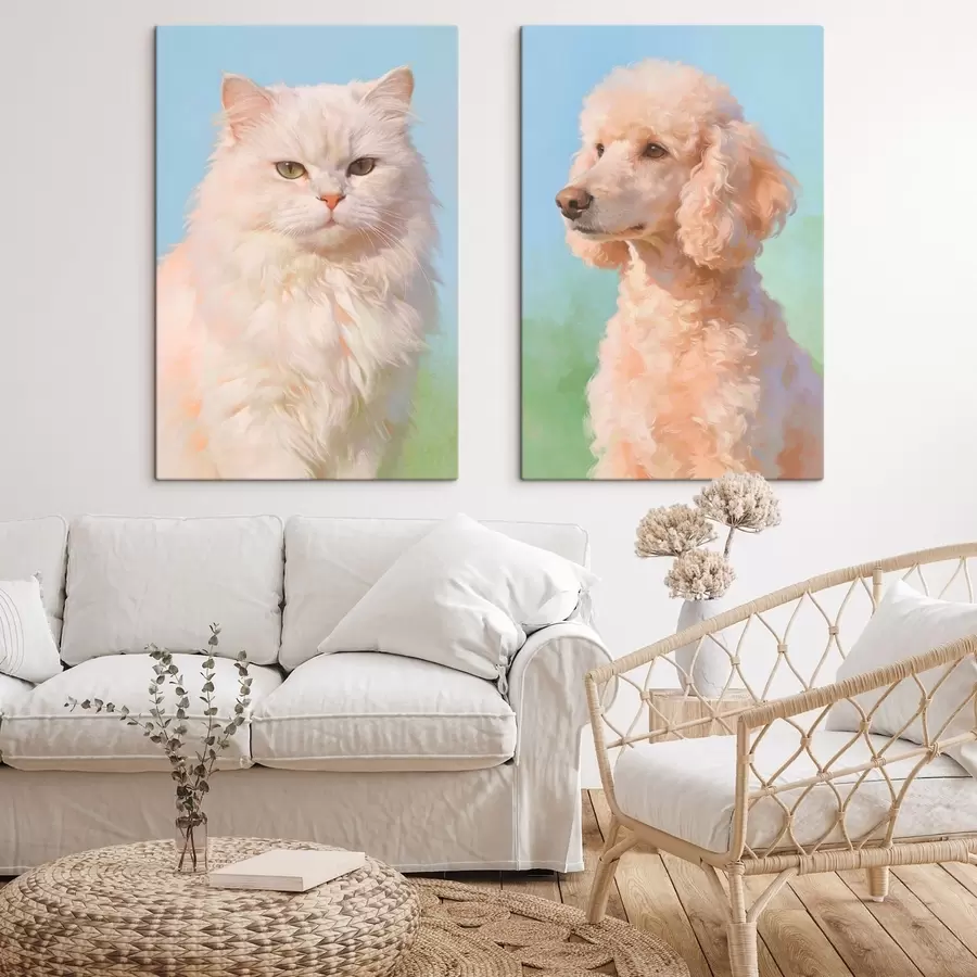 wall murals Portraits of a cat and a dog m30468
