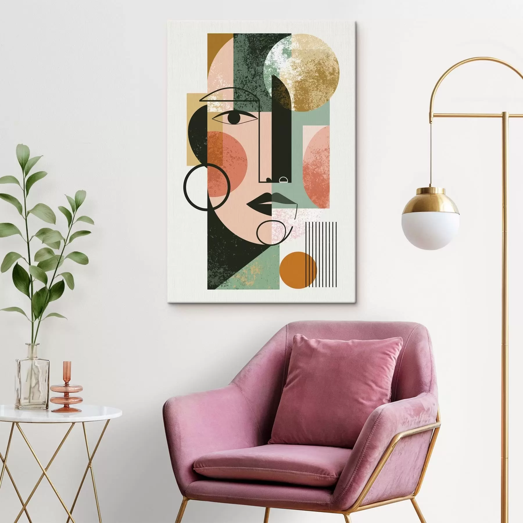 wall murals Abstract portrait with geometric shapes s49341
