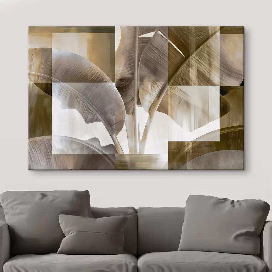 wall murals A modern botanical abstraction with banana leaves s49350