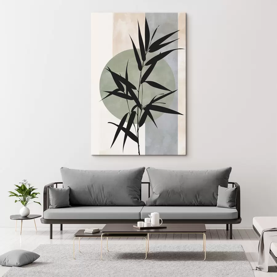 Wall Mural Photo Wallpaper An abstraction with silhouettes of leaves and circles s49363