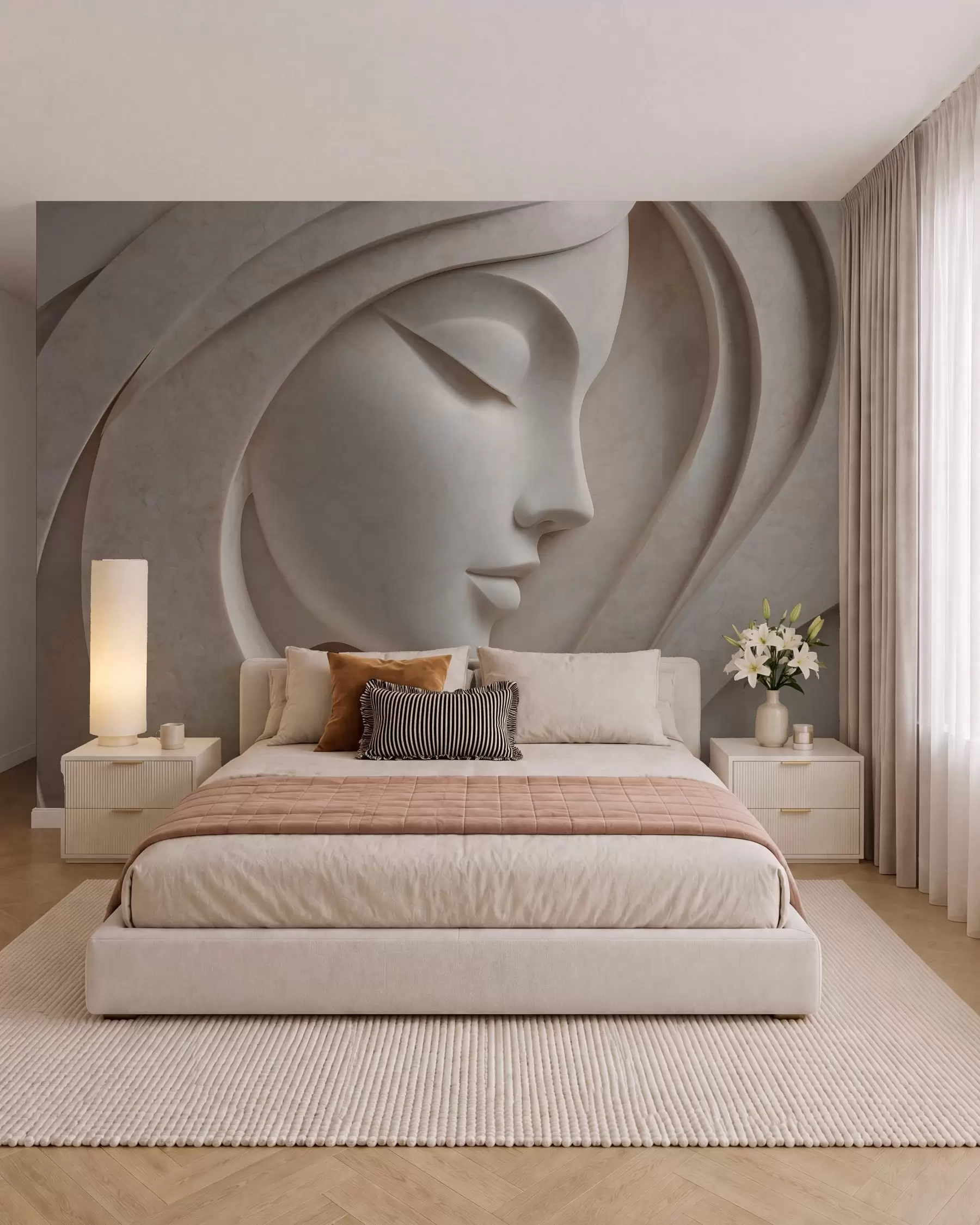 peintures murales Profil dans les plis sculptés w05569