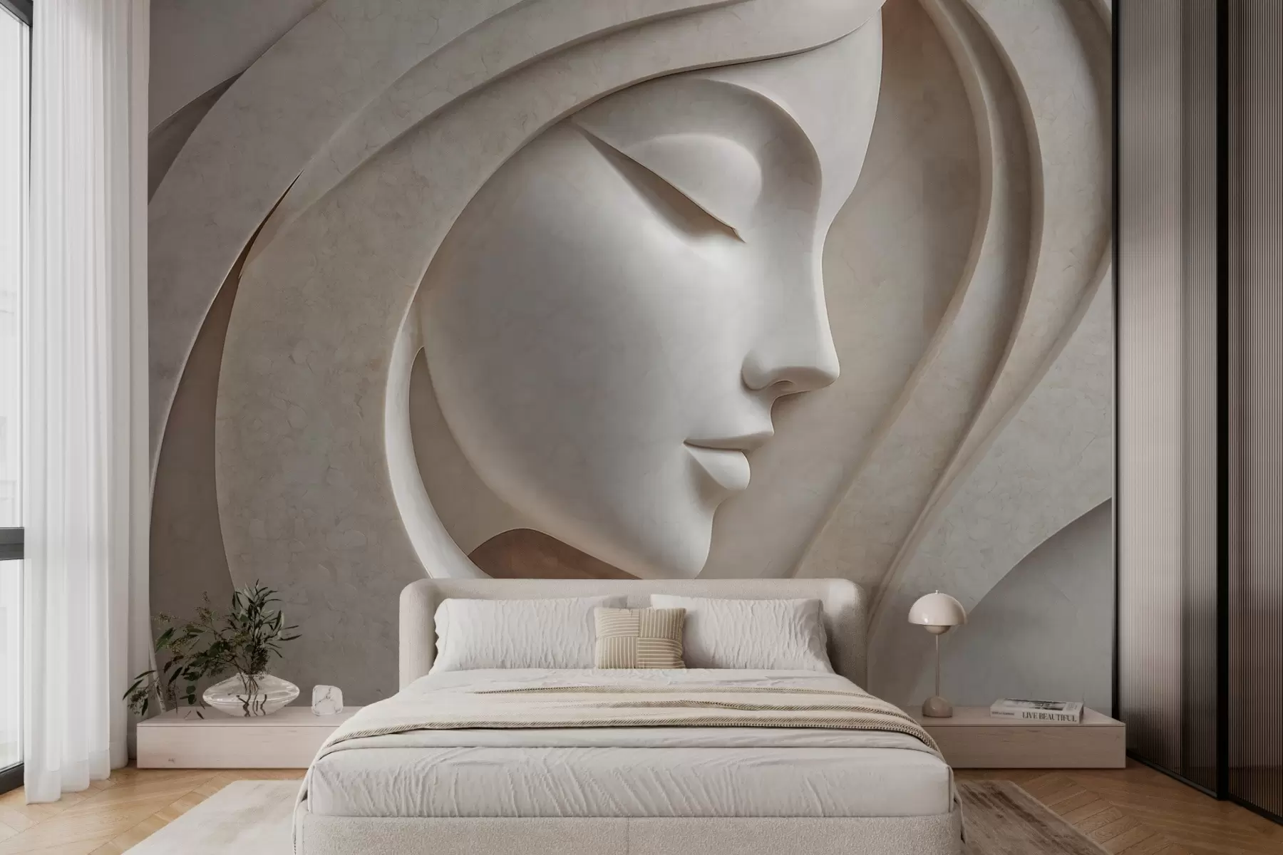 wall murals A female profile in bas-relief style w05569
