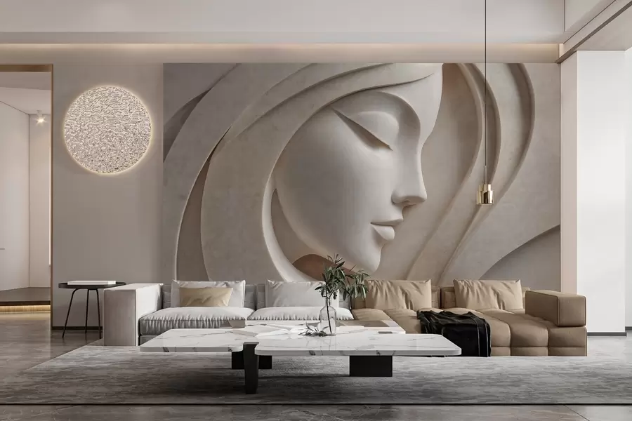 wall murals A female profile in bas-relief style w05569