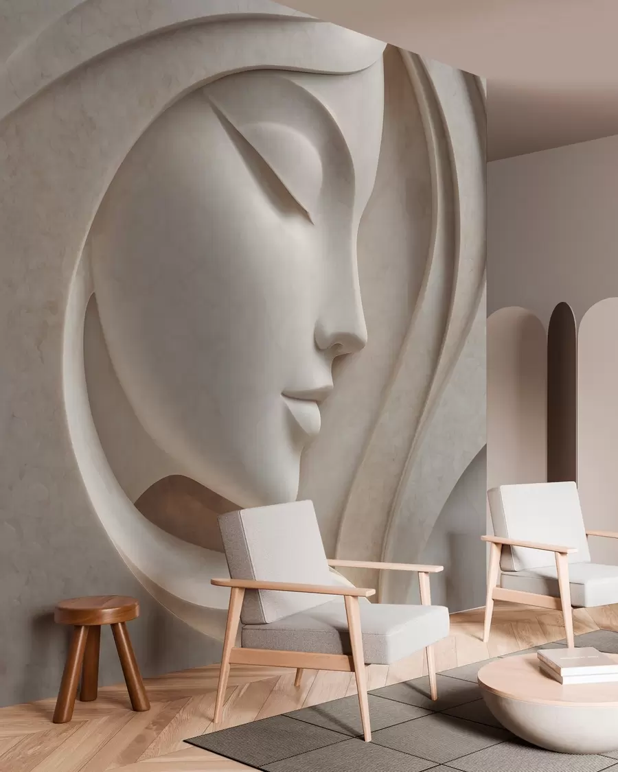 Wall Mural Photo Wallpaper A female profile in bas-relief style w05569