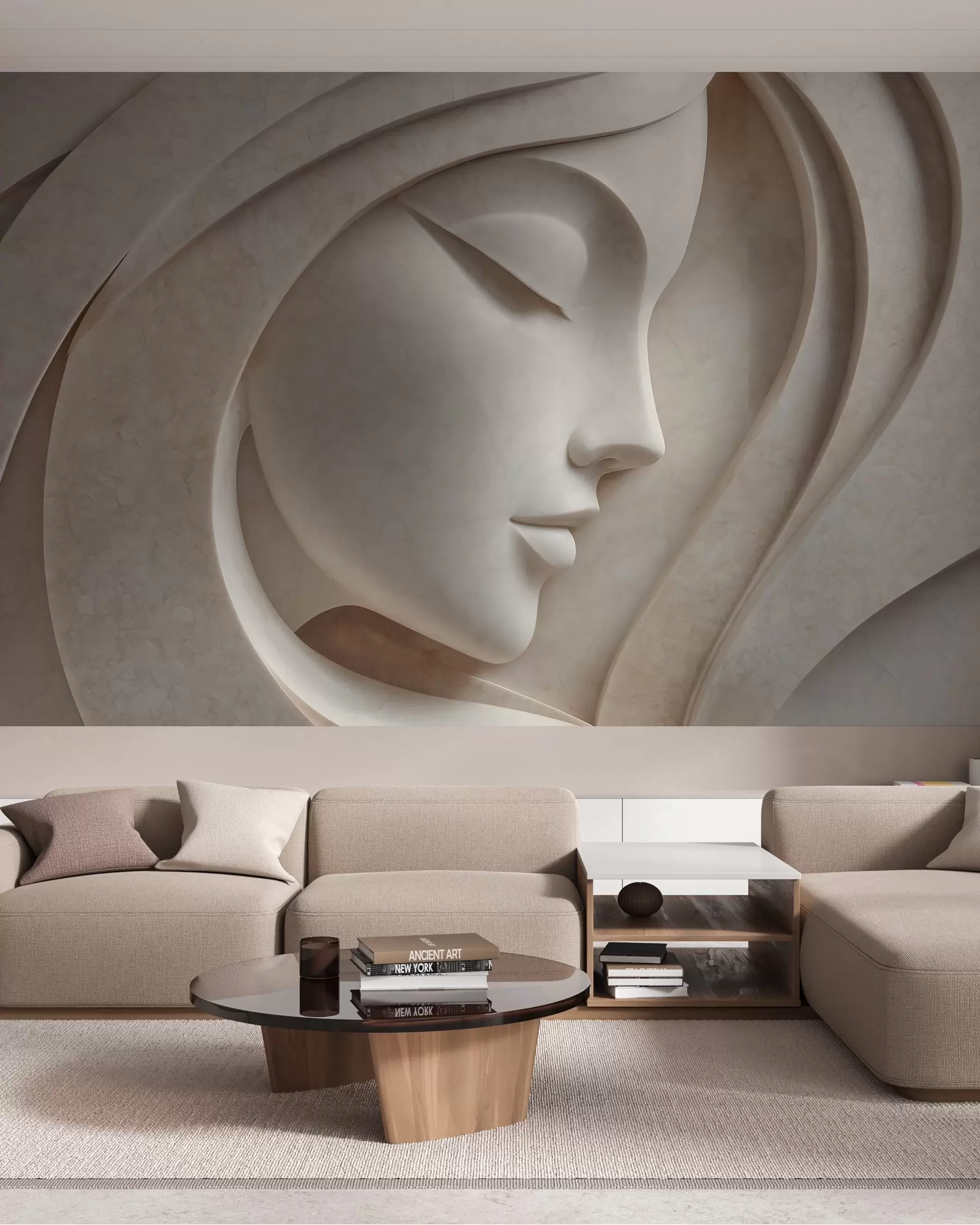 wall murals A female profile in bas-relief style w05569