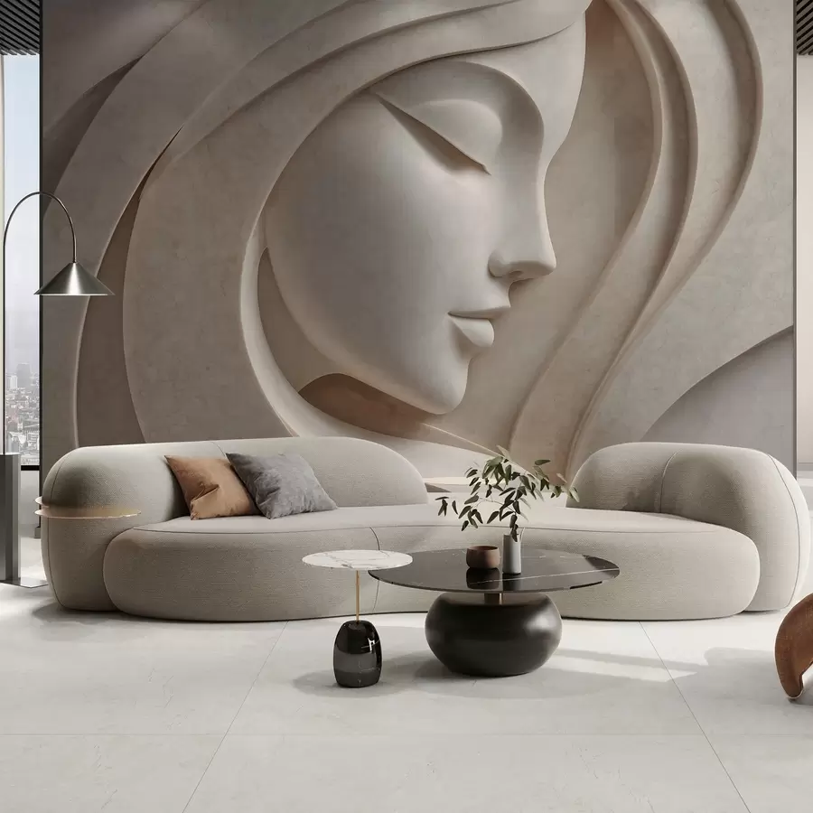 Wall Mural Photo Wallpaper A female profile in bas-relief style w05569