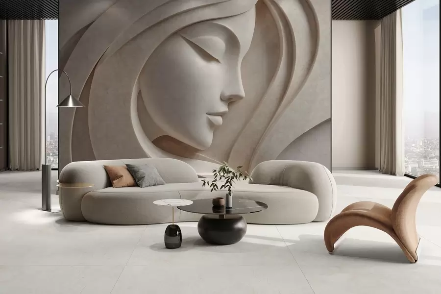 wall murals A female profile in bas-relief style w05569