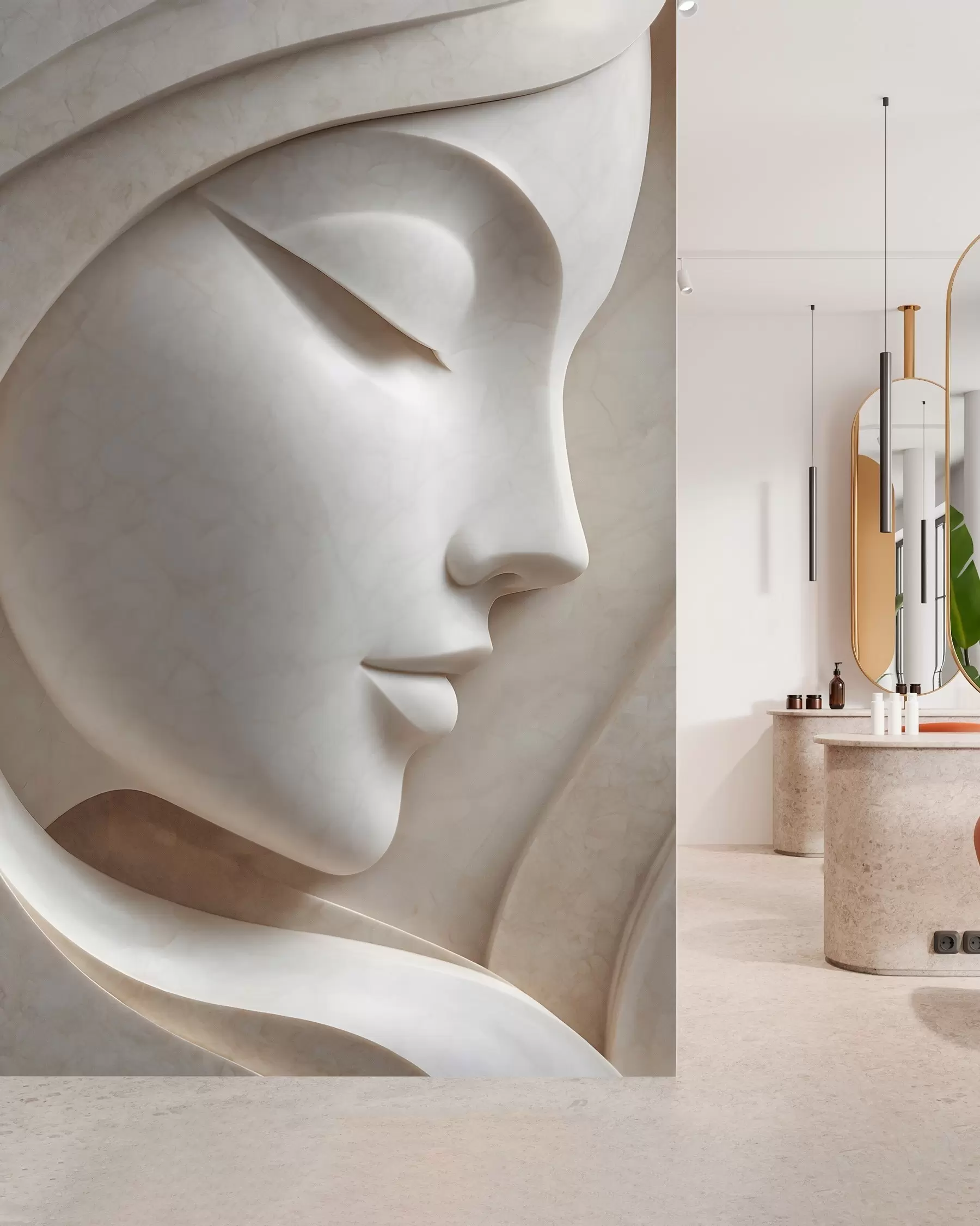 murales Un perfil femenino en bajorrelieve w05569