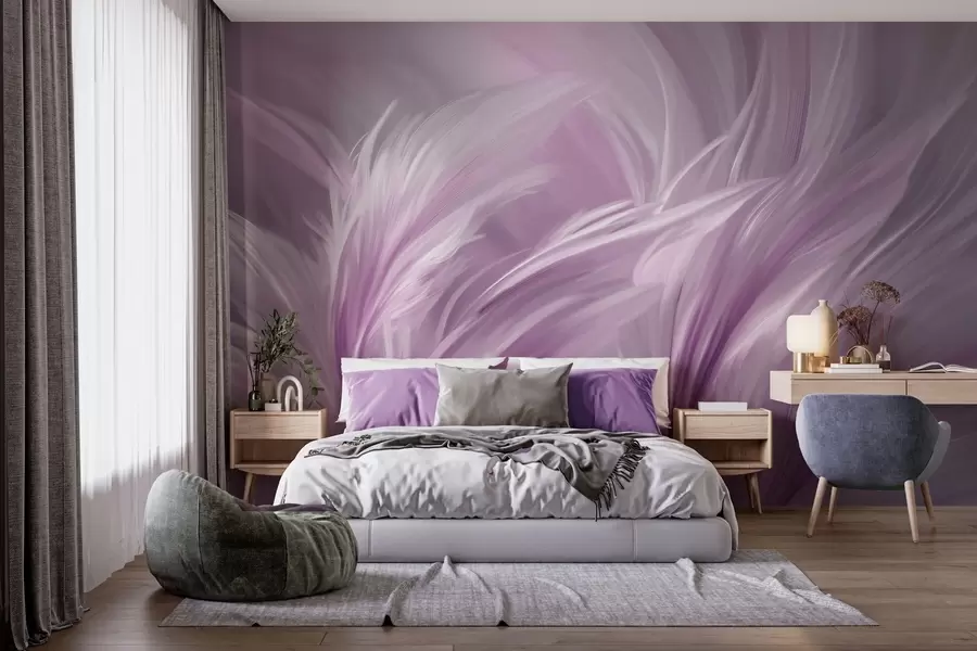 peintures murales De magnifiques plumes dans des tons de violet w05658v2