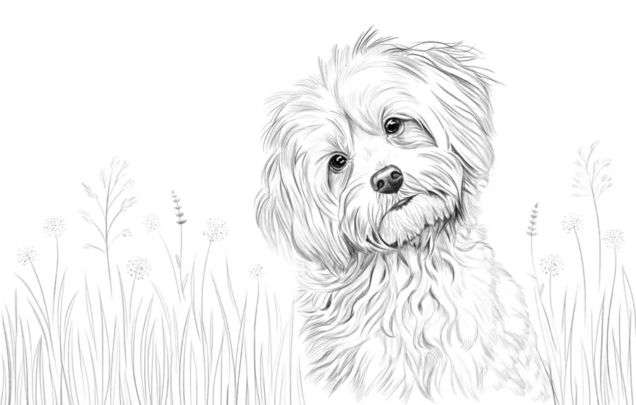 murales Un bonito dibujo de un perro en la hierba w05656
