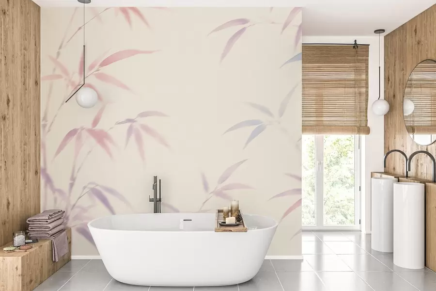 peintures murales Feuilles de bambou stylisées w05666