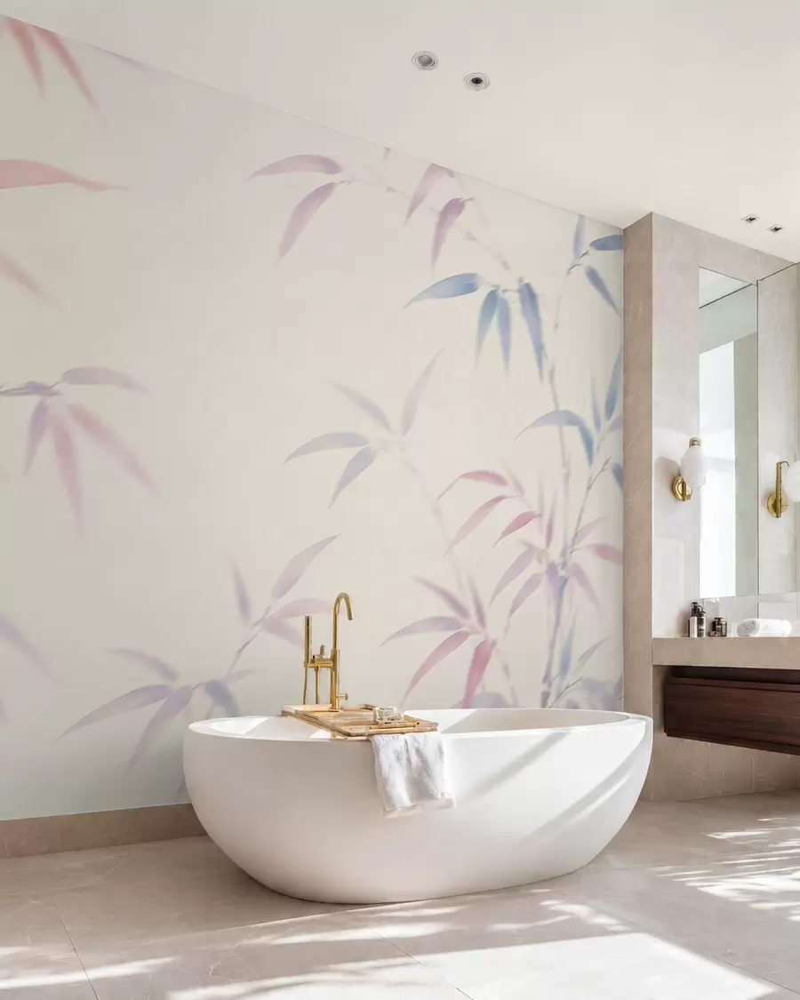 peintures murales Feuilles de bambou stylisées w05666