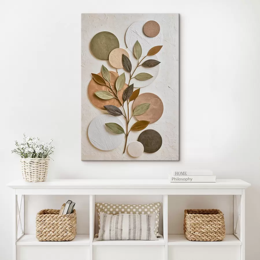 Wall Mural Photo Wallpaper An abstract composition with leaves and circles s49410