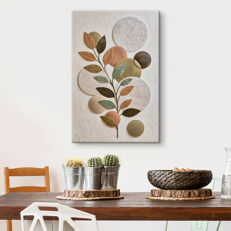Wall Mural Photo Wallpaper An abstract composition with leaves and circles s49411