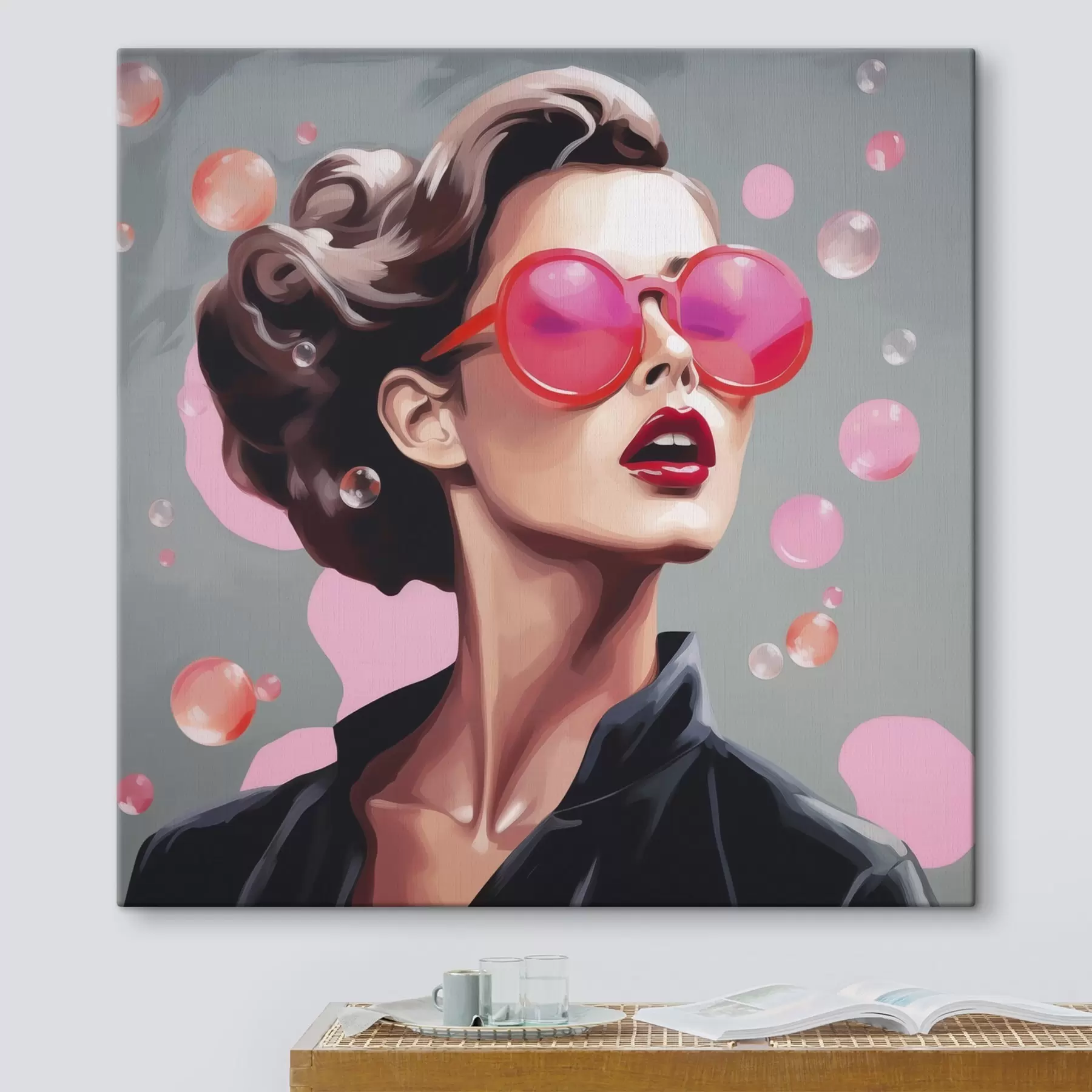 wall murals Girl with sunglasses imitation illustration s49386