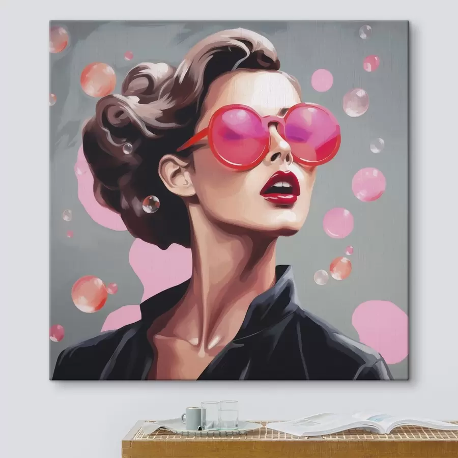 murales Ilustración de imitación de una chica con gafas de sol s49386