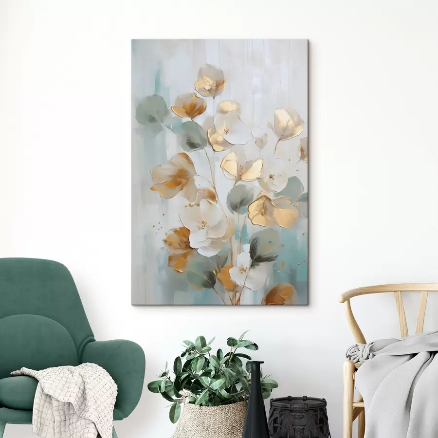 murales Ramas abstractas con follaje imitado al estilo de una pintura s49399