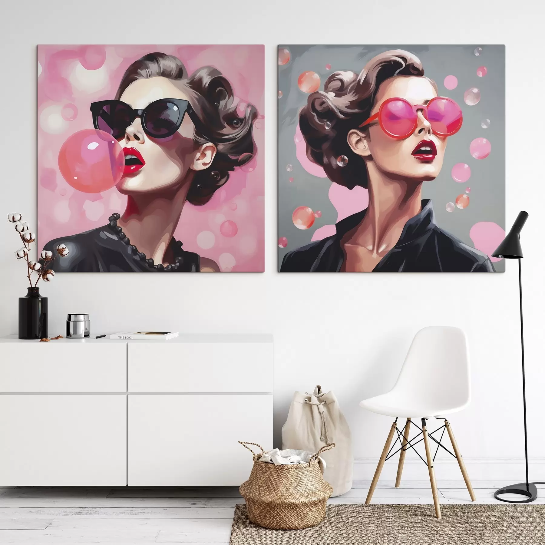 murales Ilustración de imitación de una chica con gafas de sol m30551