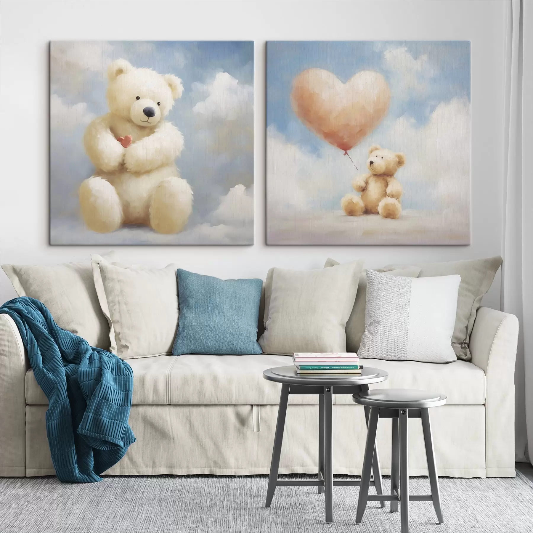 murales Cuadro con motivos de un oso y un corazón m30556