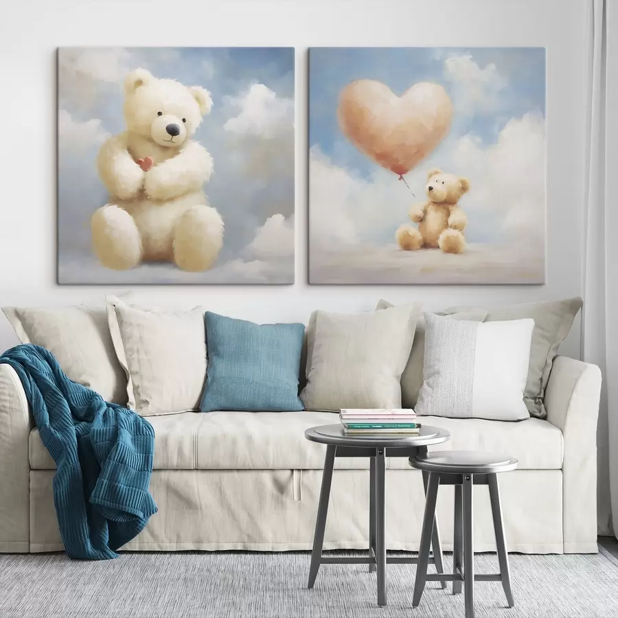 Wall Mural Photo Wallpaper Bear and heart imitation painting m30556