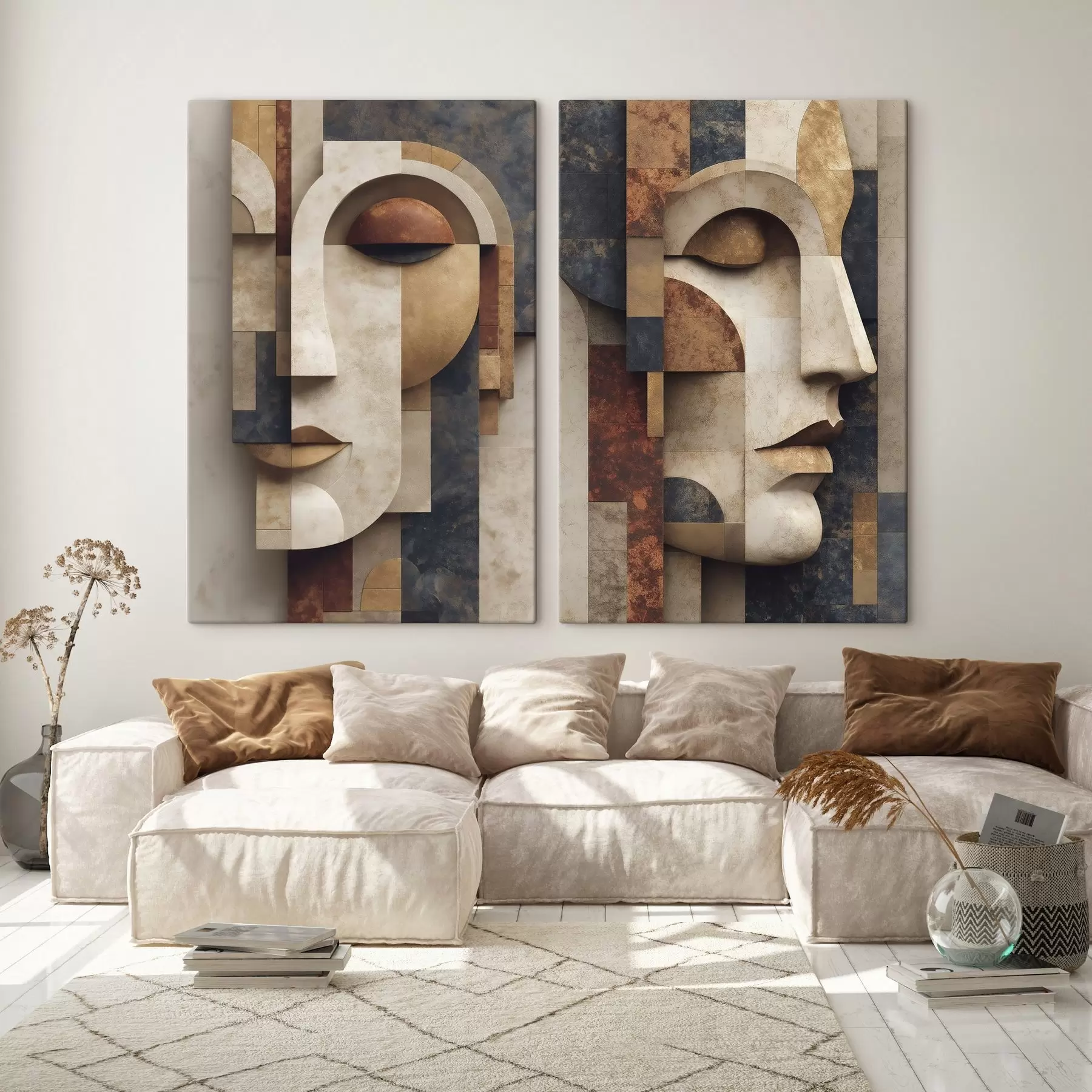 murales Ilustración plana de un rostro abstracto m30557