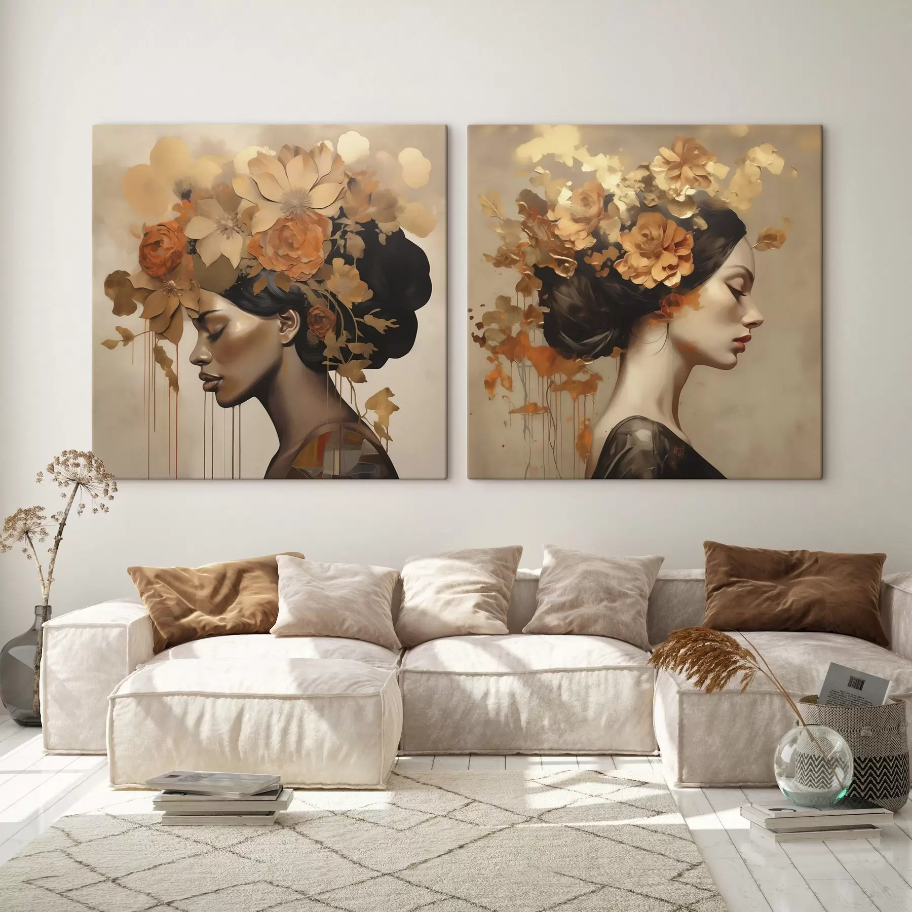 wall murals Girl with flowers in her hair imitation painting m30559