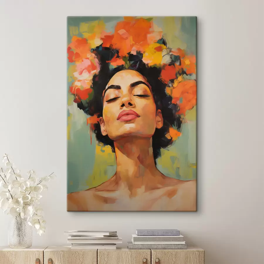 murales Mujer con flores s49443