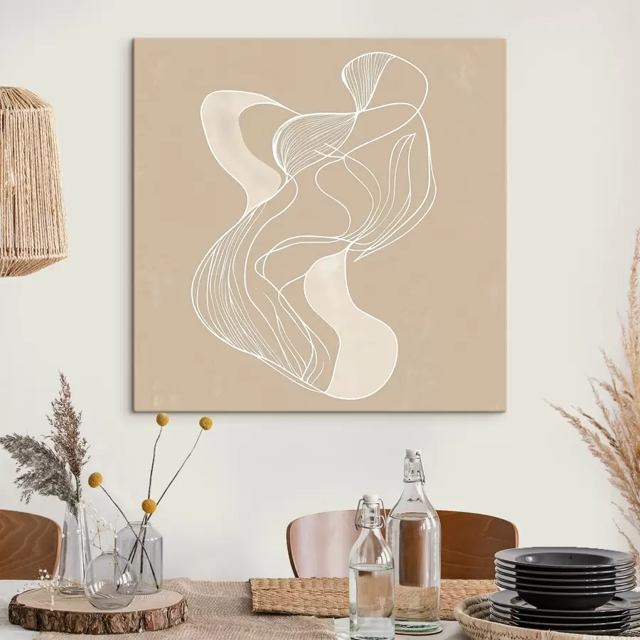 murales Elegante motivo abstracto de líneas finas en un estilo artístico contemporáneo s48876