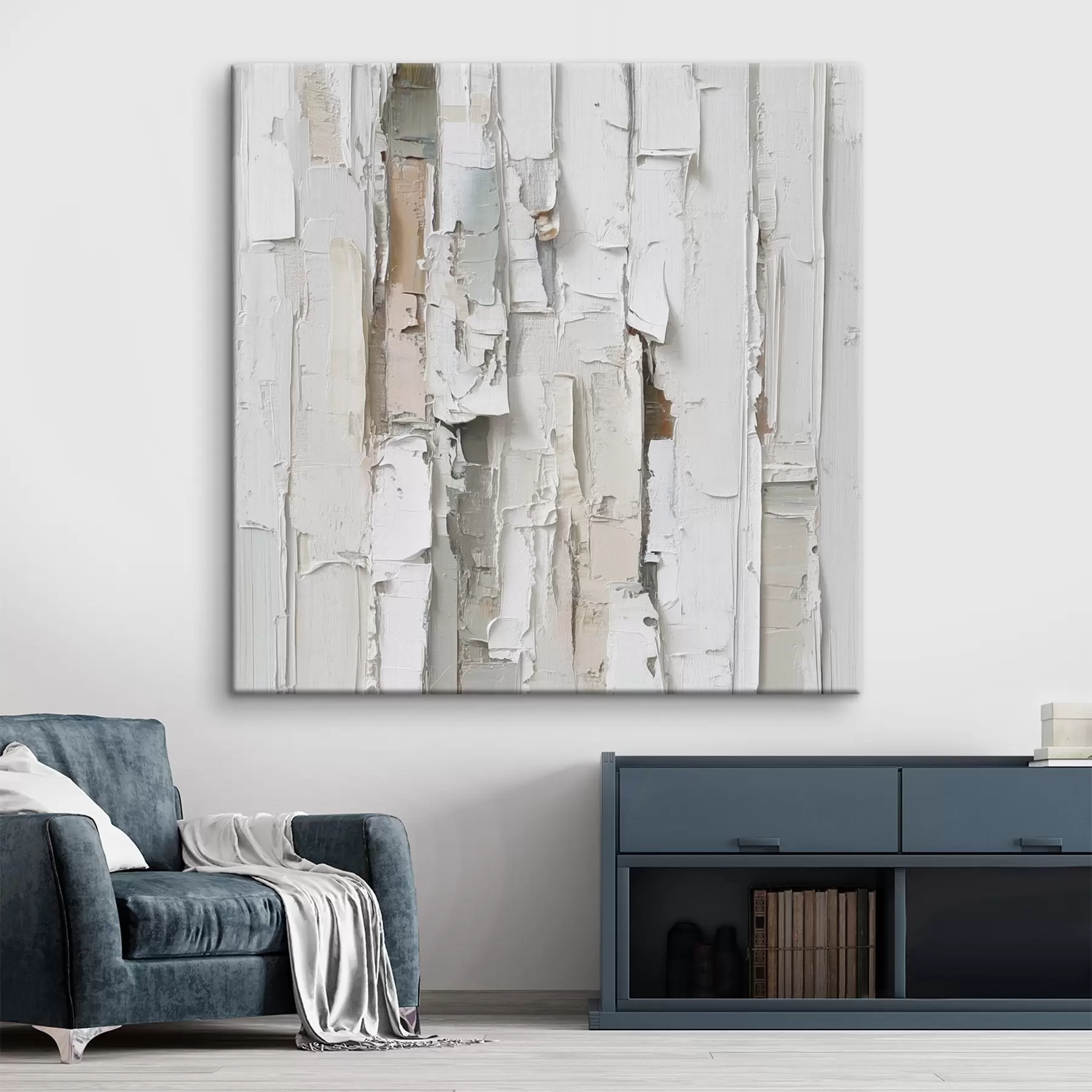 wall murals Volumetric abstract composition in a light gray and beige palette s48877