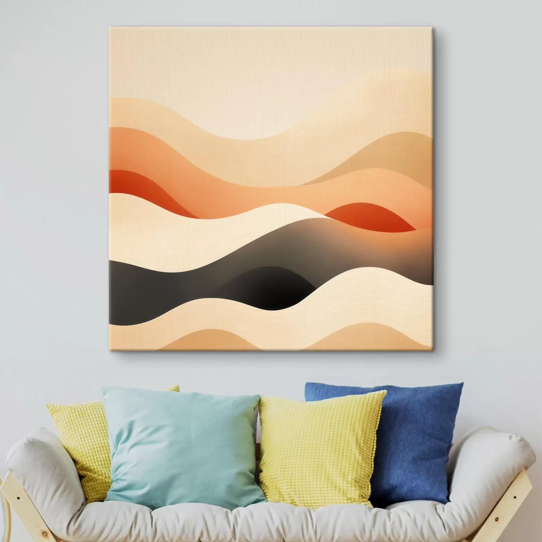 wall murals Contemporary stylized landscape with wavy shapes and a soft gradient s48880