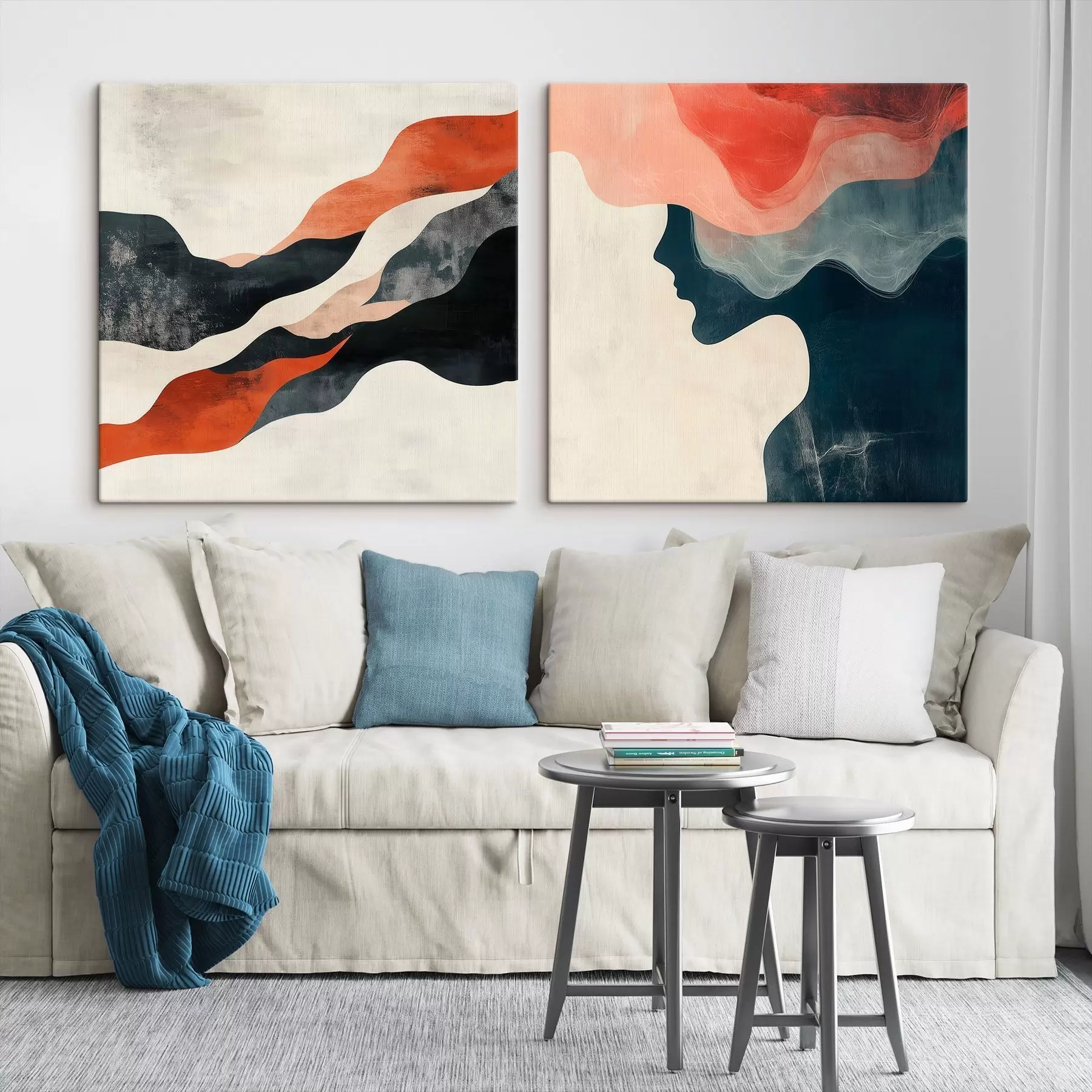 murales Composición decorativa con suaves ondulaciones y toques contrastantes en un estilo pictórico contemporáneo m30367