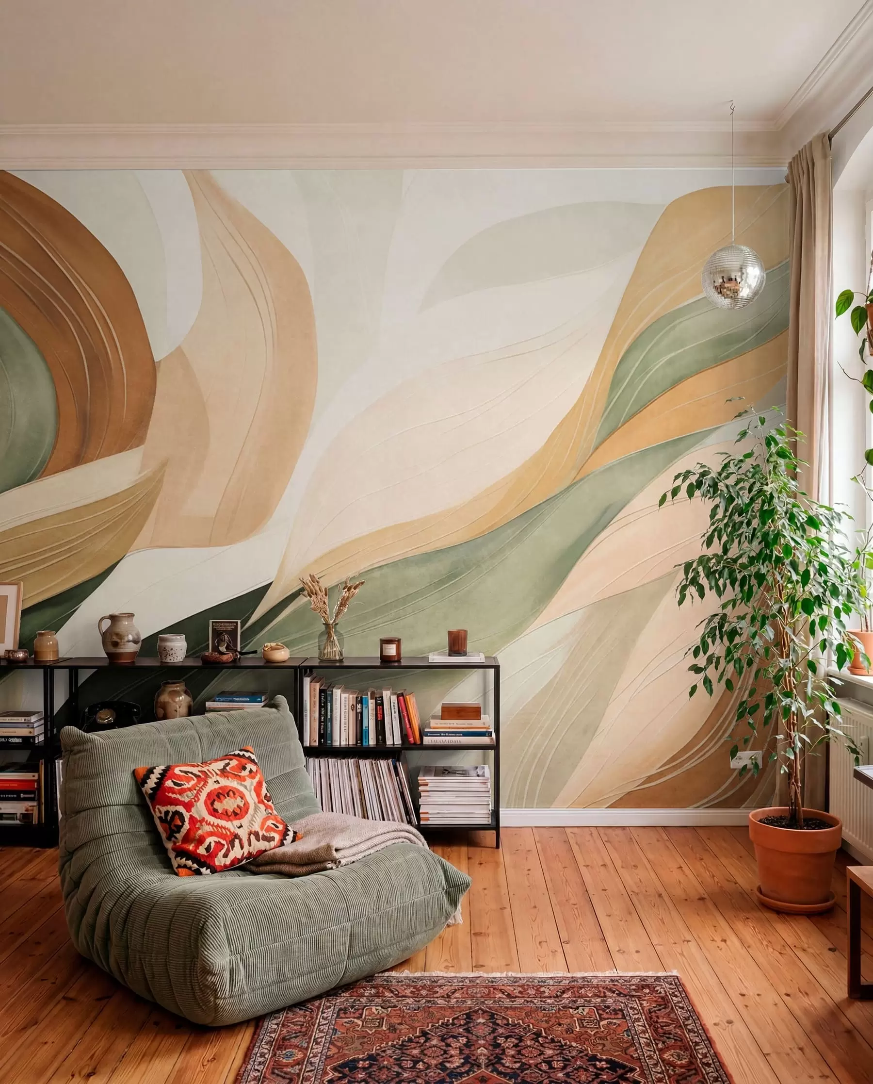 peintures murales Vagues aux tons de terre w09894