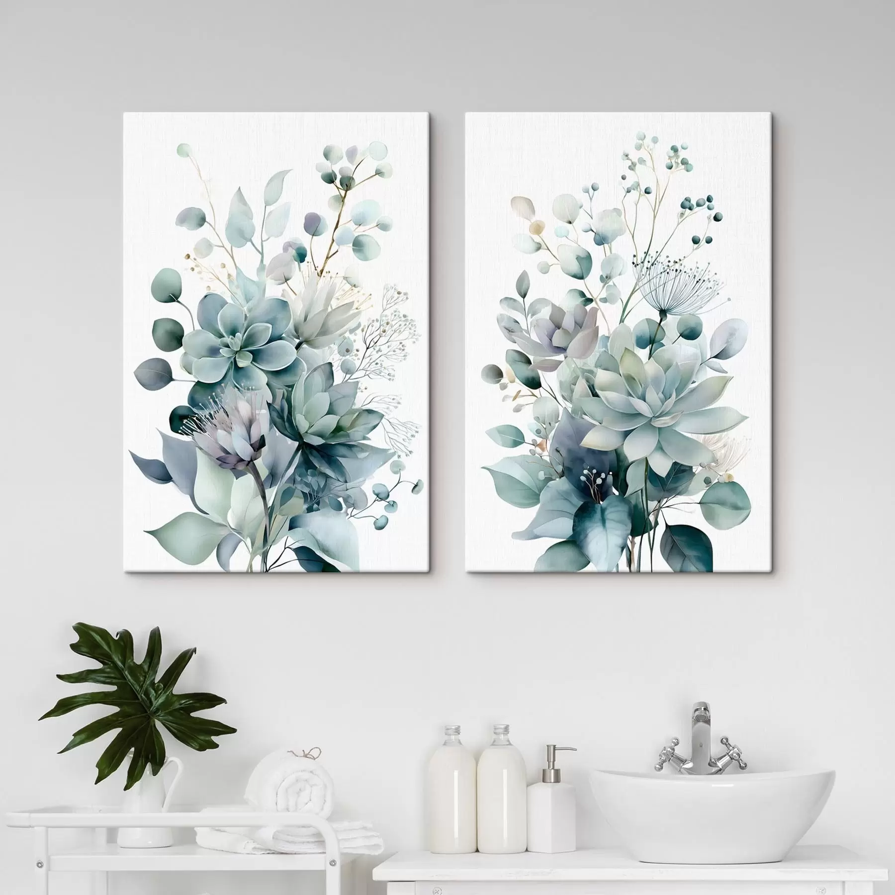 wall murals Succulents and plants, in a watercolour style m30586
