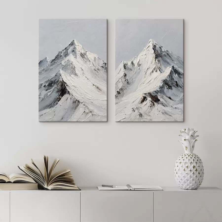wall murals Snow-capped mountains in an impasto style m30589