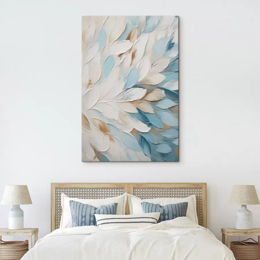 murales Pintura abstracta con textura que imita pinceladas en blanco, azul y beige s49465