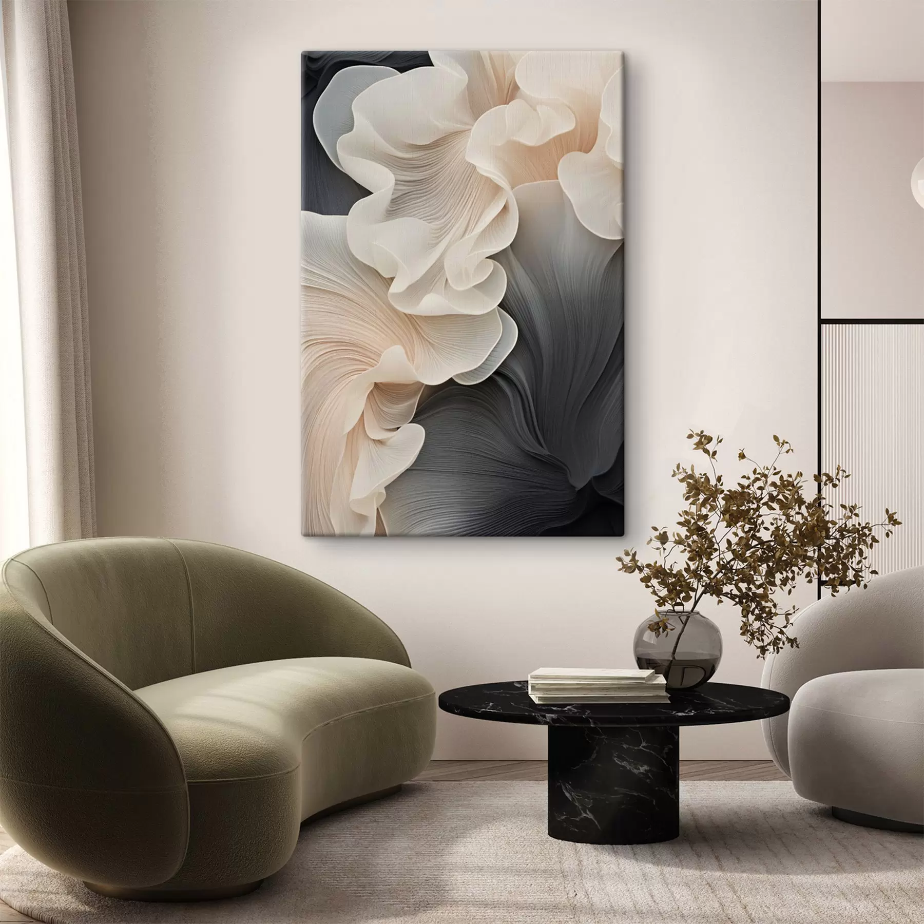 wall murals Abstract flowing organic shapes with delicate, translucent textures s49472
