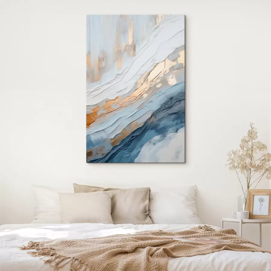 wall murals Abstract painterly effect with flowing lines of blue, textured art s49474