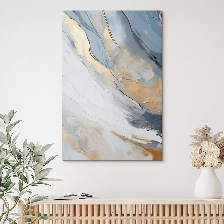 wall murals Abstract painterly effect with flowing lines of blue, textured art s49475