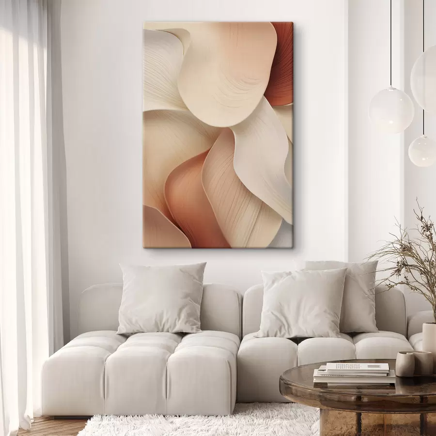 wall murals Abstract shapes with smooth, flowing lines in shades of cream and beige s49488